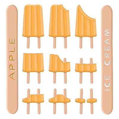 EPS 해외이미지 일러스트 아이스크림 디저트 사람없음 세트 노란색 막대기 해외일러스트 음식 컬러 파일형식 벡터 이미지허브