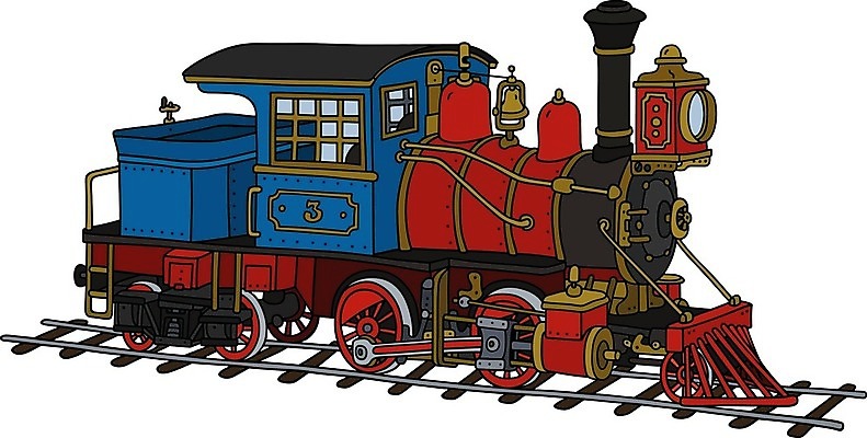 EPS 해외이미지 일러스트 교통시설 빨간색 파란색 검은색 기계 수확 클래식 수증기 만화 철 복고 놋쇠 서쪽 옛날 해외일러스트 컬러 교통 컨셉 농업 방향 시설 파일형식 벡터 이미지허브