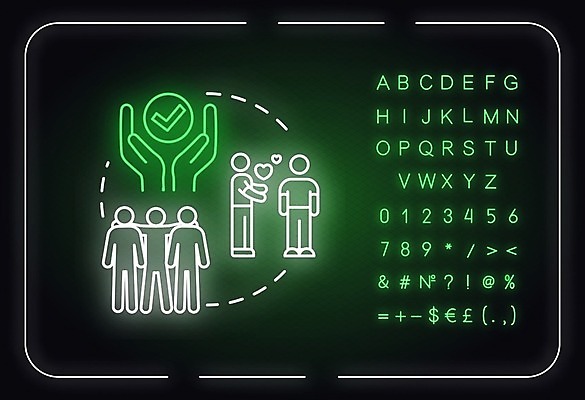 EPS 해외이미지 일러스트 사람모양 사람없음 우정 하트 체크표시 네온 이해 해외일러스트 모양 친구 확인 파일형식 벡터 이미지허브