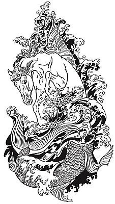 EPS 해외이미지 동물 파도 바다 일러스트 상상 생물 흑백 물 신비 문신 신화 공상 잡종 그리스인 몬스터 전설 환상 해외일러스트 자연요소 서양인 컨셉 촬영기법 파일형식 벡터 이미지허브