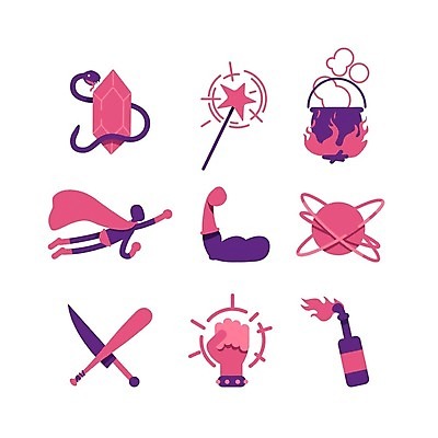 EPS 해외이미지 클립아트 디자인 무기 분홍색 일러스트 놀이 그래픽 세트 보라색 웹 주먹 행성 게임 플랫 칼 만화 제비꽃 심볼 오브젝트 싸움 마녀 심플 코믹 팩 공상 마법 애니메이션 영웅 전사 조립 고립 슈퍼히어로 엘리먼트 환상 현실 해외일러스트 꽃 컬러 컨셉 인터넷 모션 우주 화장품 파일형식 벡터 이미지허브