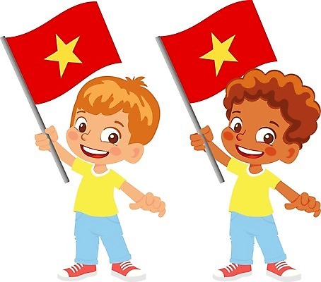 EPS 해외이미지 손 배너 물결 어린이 일러스트 소년 깃발 심볼 베트남 해외일러스트 남자 사람 신체부위 동남아시아 파일형식 벡터 이미지허브