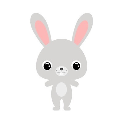 EPS 해외이미지 한마리 동물캐릭터 일러스트 사람없음 회색 토끼 해외일러스트 일러캐릭터 동물 캐릭터 1 컬러 포유류 반려동물 파일형식 벡터 이미지허브
