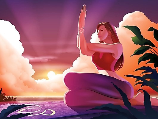 EPS 해외이미지 바다 포즈 컨셉 일러스트 요가 아침 아이디어 건강 미술 해변 운동 평화 일출 매트 기도 마음 연습 명상 독수리 해외일러스트 주간 웰빙 조류 문화예술 노을 파일형식 벡터 이미지허브