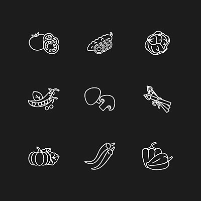 EPS 해외이미지 클립아트 디자인 백그라운드 토마토 채소 일러스트 고추 호박 오이 사람없음 세트 검은색 버섯 흰색 수집 완두콩 양배추 아스파라거스 해외일러스트 컬러 콩 파일형식 벡터 이미지허브