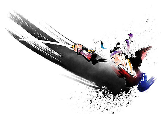 PSD 응시 남자 일러스트 캘리그라피 붓터치 한명 사람 상반신 성인 군인 한국인 칼 전통의상 군복 번짐 검술 찌르기 국내일러스트 직업 1 전통 시선 유니폼 모션 동양인 국군 파일형식 효과