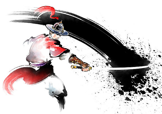 PSD 한국전통 응시 남자 일러스트 캘리그라피 붓터치 한명 사람 상반신 성인 군인 한국인 칼 전통의상 군복 번짐 검술 찌르기 성인남자한명만 국내일러스트 직업 1 전통 시선 유니폼 모션 한국 동양인 국군 남자한명만 성인남자만 파일형식 효과