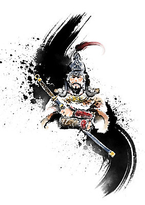 PSD 남자 일러스트 캘리그라피 붓터치 한명 들기 사람 상반신 성인 팔짱 한국인 칼 번짐 검술 장군 대장군 심각 전투복 성인남자한명만 국내일러스트 직업 1 컨셉 모션 동양인 남자한명만 성인남자만 파일형식 효과