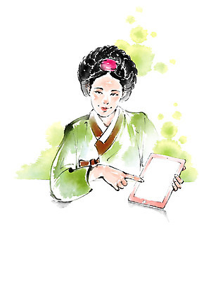 PSD 응시 여자 일러스트 비즈니스 캘리그라피 붓터치 한명 미소 사람 상반신 성인 태블릿 한국인 가리킴 한복 올림머리 번짐 성인여자한명만 국내일러스트 1 한국전통 헤어스타일 시선 표정 동양인 손짓 전자제품 스마트기기 전통의상 여자한명만 성인여자만 파일형식 효과