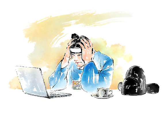 PSD 응시 남자 일러스트 비즈니스 캘리그라피 붓터치 한명 사람 앉기 상반신 성인 노트북 한국인 좌절 커피잔 한복 책상 고민 번짐 관복 사모관대 성인남자한명만 국내일러스트 1 한국전통 시선 감정 커피 가구 컨셉 모션 잔 동양인 전자제품 전통의상 남자한명만 성인남자만 파일형식 효과