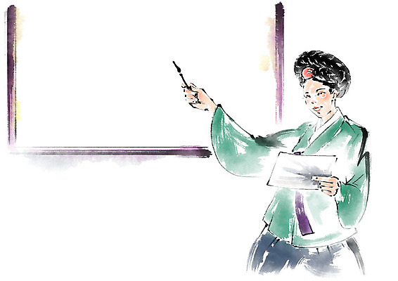 PSD 여자 일러스트 비즈니스 캘리그라피 붓터치 설명 한명 미소 들기 사람 상반신 성인 펜 칠판 한국인 한복 문서 번짐 성인여자한명만 국내일러스트 1 한국전통 모션 표정 동양인 필기구 전통의상 여자한명만 성인여자만 파일형식 효과