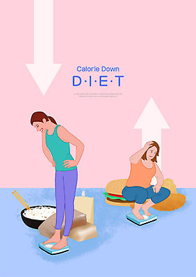 PSD 여자 화살표 다이어트 일러스트 서기 웃음 사람 앉기 성인 두명 운동복 치킨 햄버거 비교 찡그림 체중계 곤약 몸무게재기 저칼로리 저칼로리식단 성인여자만 국내일러스트 옷 컨셉 모션 패스트푸드 표정 건강 식단 닭고기요리 여자만 성인만 파일형식