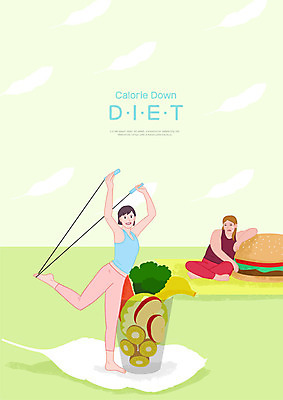 전신 PSD 여자 다이어트 일러스트 미소 사람 앉기 성인 두명 운동복 운동 기댐 햄버거 과일주스 야채주스 줄넘기 다리들기 울상 저칼로리 성인여자만 국내일러스트 옷 과일 모션 패스트푸드 표정 건강 주스 여자만 성인만 파일형식