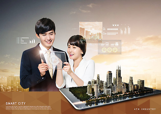 PSD 편집이미지 응시 여자 남자 그래프 미소 사람 정장 빌딩 상반신 20대 성인 두명 스마트폰 터치 한국인 도시 스마트 가상현실 성인만 4차산업 VR기기 이미지편집 시선 옷 산업 컨셉 표정 동양인 청년 건물 핸드폰 스마트기기 기계 파일형식