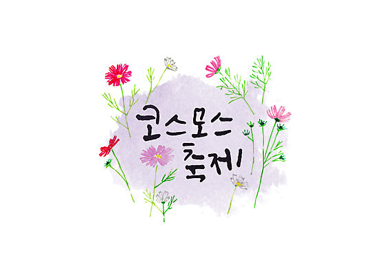 PSD 손글씨 일러스트 캘리그라피 붓터치 타이포그라피 한글 사람없음 축제 가을 코스모스 번짐 지역축제 가을축제 대한민국축제 국내일러스트 문자 계절 꽃 파일형식 효과 가을_계절
