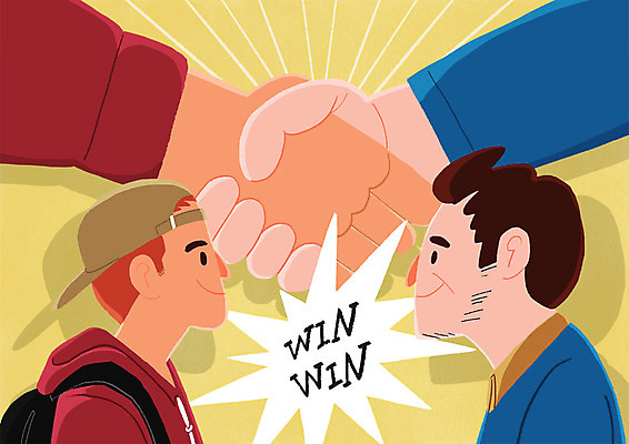 PSD 남자 중년 일러스트 악수 협상 미소 사람 상반신 청년 두명 마주보기 희망 보금자리 국내일러스트 감정 비즈니스 모션 표정 손짓 성인 파일형식