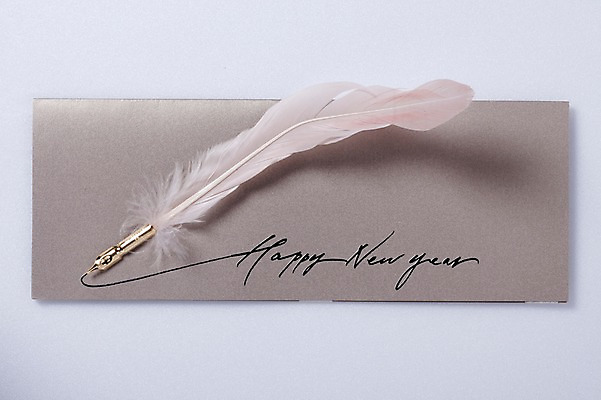 포토 JPG 실내 사람없음 하이앵글 만년필 새해인사 감사카드 편지 오브젝트 해피뉴이어 깃털펜 플랫레이 국내포토 뷰포인트 새해 카드_감사 내부 펜 인사 플랫 파일형식