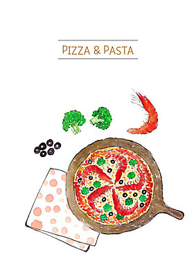 PSD 음식 일러스트 새우 피자 요리 사람없음 식탁보 브로콜리 올리브 국내일러스트 열매 채소 패스트푸드 서양음식 갑각류 파일형식