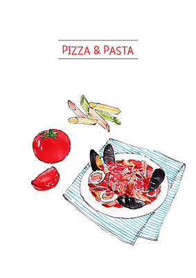 PSD 음식 토마토 일러스트 요리 사람없음 식탁보 홍합 토마토소스 마카로니 토마토스파게티 토마토파스타 해물파스타 국내일러스트 채소 어패류 파스타 스파게티 소스_음식 파스타면 파일형식