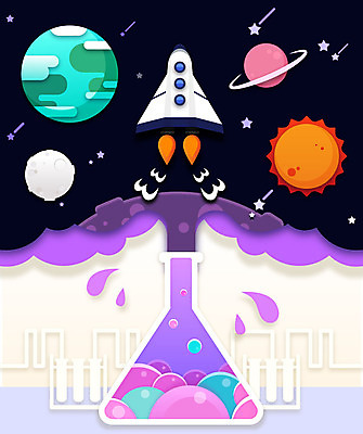 교육 지구 과학 일러스트 실험 사람없음 태양 우주 행성 로켓 페이퍼아트 우주선 삼각플라스크 국내일러스트 AI파일 자연요소 플라스크 파일형식 벡터