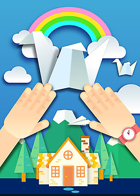 나무 구름 교육 무지개 일러스트 산 주택 사람 성인 신체부위 양손 페이퍼아트 종이공예 종이접기 미술교육 종이학 국내일러스트 AI파일 자연요소 식물 손 종이 미술 건물 공예 접기 파일형식 벡터
