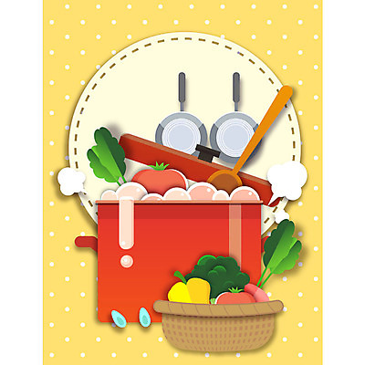 교육 토마토 채소 일러스트 요리 사람없음 바구니 물방울무늬 식탁보 프라이팬 페이퍼아트 냄비 국자 끓이기 요리교실 국내일러스트 AI파일 무늬 모션 주방용품 수업 솥 파일형식 벡터