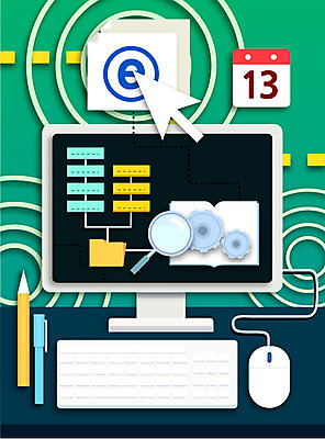 교육 화살표 인터넷 일러스트 돋보기 사람없음 책 컴퓨터 연필 펜 모니터 달력 키보드 마우스 페이퍼아트 폴더 기어 국내일러스트 AI파일 학용품 전자제품 필기구 컴퓨터용품 파일 파일형식 벡터