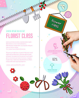 PSD 템플릿 표지디자인 북디자인 출판디자인 여자 꽃 내지 리플렛 2단접지 북커버 사람 팜플렛 성인 신체부위 양손 자르기 모종삽 꽃꽂이 미니칠판 강습 클래스 플로리스트 이미지템플릿 식물 직업 손 모션 칠판 삽 원예 파일형식