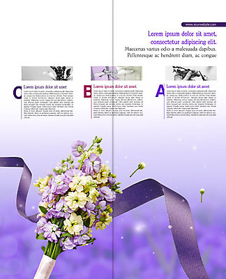 PSD 템플릿 표지디자인 북디자인 출판디자인 꽃 리본 내지 리플렛 꽃다발 2단접지 북커버 팜플렛 사람없음 보라색 꽃꽂이 강습 클래스 이미지템플릿 식물 컬러 원예 파일형식