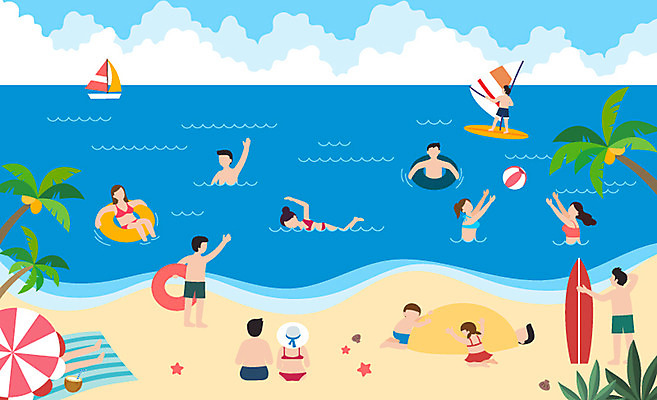 전신 라이프스타일 여자 남자 수영복 어린이 바다 요트 일러스트 사람 여러명 상반신 성인 해변 일상 여름 수영 파라솔 서핑보드 즐거움 튜브 모래놀이 국내일러스트 AI파일 옷 계절 감정 모래 다수 배_교통 놀이 라이프 생활 수상스포츠 보드_스포츠 파일형식 벡터