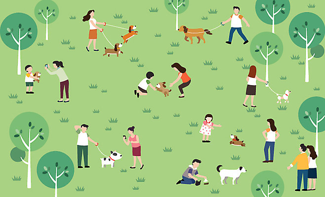 전신 나무 라이프스타일 여자 남자 어린이 여러마리 일러스트 휴식 사람 초원 여러명 성인 일상 반려동물 달리기 사진촬영 강아지 즐거움 국내일러스트 AI파일 식물 동물 감정 다수 컨셉 모션 라이프 생활 촬영 개 파일형식 벡터