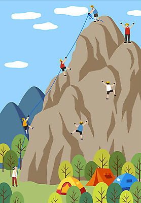 전신 나무 라이프스타일 여자 남자 줄 일러스트 산 텐트 사람 초원 여러명 성인 취미 일상 암벽 오르기 암벽등반 국내일러스트 AI파일 식물 다수 모션 캠핑도구 라이프 생활 등산 파일형식 벡터