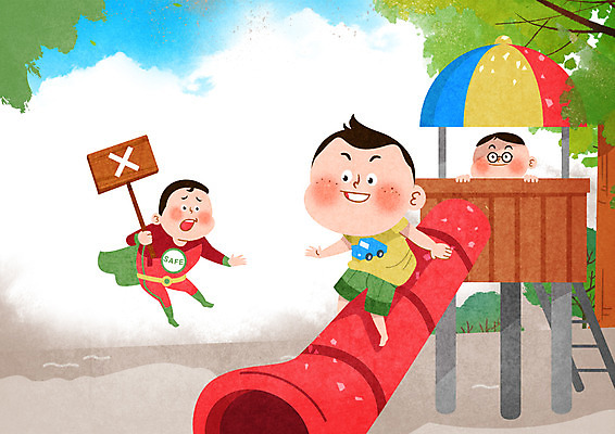 전신 PSD 남자 어린이 일러스트 장난 미소 안전 사람 상반신 성인 세명 팻말 금지 미끄럼틀 놀이터 승차 위험 구조원 어린이안전 남자만 국내일러스트 직업 컨셉 모션 놀이 프레임 표정 놀이기구 파일형식