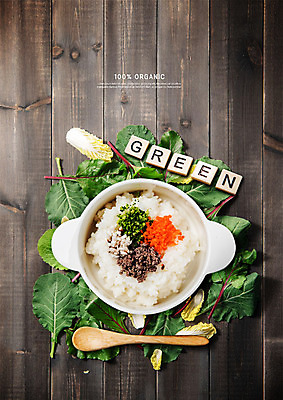 PSD 편집이미지 알파벳 채소 사람없음 숟가락 블록 신선 고명 냄비 유기농 비빔밥 쌀밥 나무배경 이미지편집 웰빙 영어 한식 백그라운드 밥 수저 솥 파일형식