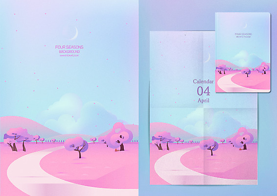 계절 공원 분홍색 백그라운드 일러스트 하늘 풍경 사람없음 봄 달력 벚꽃 벚나무 초승달 4월 산등성이 계절백그라운드 그라데이션 목업 흩날리기 봄배경 국내일러스트 AI파일 나무 공공시설 꽃 컬러 모션 산 달 날짜 파일형식 벡터