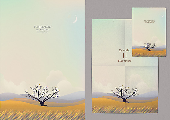 나무 계절 백그라운드 일러스트 한그루 풍경 사람없음 갈색 달력 가을 고독 초승달 11월 갈대밭 계절백그라운드 그라데이션 목업 공허 가을배경 국내일러스트 AI파일 식물 1 감정 컬러 컨셉 달 날짜 파일형식 벡터 가을_계절 갈대_식물