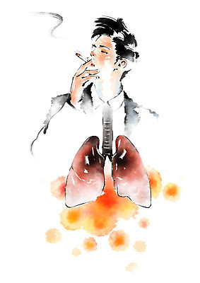 PSD 남자 일러스트 캘리그라피 붓터치 흡연 담배 건강 한명 사람 정장 상반신 성인 건강관리 허파 장기 번짐 폐질환 썩음 성인남자한명만 국내일러스트 1 옷 신체 관리 호흡기관 병_질병 남자한명만 성인남자만 파일형식 효과