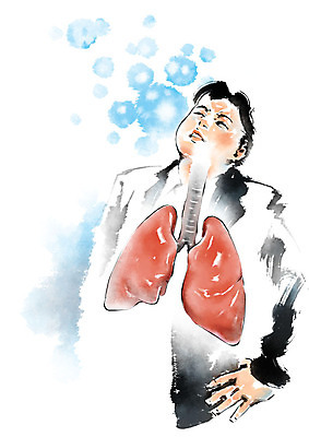 PSD 남자 허리손 일러스트 캘리그라피 붓터치 건강 한명 사람 정장 상반신 성인 건강관리 고통 찡그림 허파 장기 질병 번짐 폐질환 성인남자한명만 국내일러스트 1 옷 감정 포즈 신체 의학 표정 관리 호흡기관 병_질병 남자한명만 성인남자만 파일형식 효과