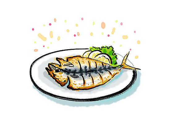 PSD 접시 음식 일러스트 캘리그라피 붓터치 사람없음 레몬 번짐 생선구이 국내일러스트 식기 과일 구이 생선요리 파일형식 효과