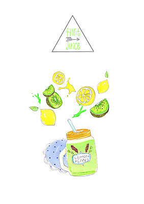 PSD 음식 일러스트 유리병 키위 사람없음 과일주스 레몬 국내일러스트 과일 병_용기 주스 파일형식