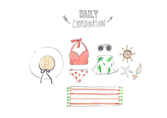 PSD 일러스트 수채화 불가사리 바캉스용품 사람없음 여름 비키니 선글라스 탱크톱 여성복 키_배핸들 비치타올 여름옷 코디 챙모자 국내일러스트 모자_잡화 옷 계절 패션 수영복 안경 상의 극피동물 수건 핸들 오브젝트 파일형식 여름_계절