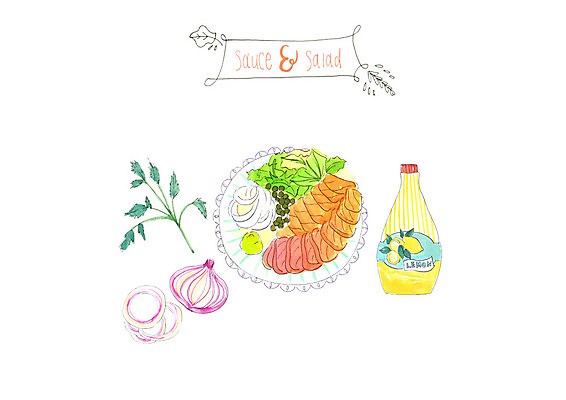 PSD 음식 일러스트 양파 사람없음 소스 레몬소스 연어샐러드 국내일러스트 채소 샐러드 양념 소스_음식 파일형식