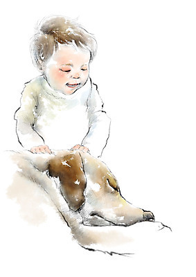 PSD 한마리 응시 일러스트 캘리그라피 붓터치 한명 미소 사람 상반신 만지기 아기 잠 강아지 번짐 소통 반려 아기만 국내일러스트 1 시선 컨셉 모션 표정 반려동물 개 파일형식 효과