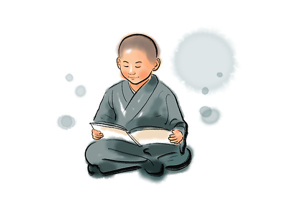 전신 PSD 남자 어린이 불교 일러스트 캘리그라피 붓터치 한명 사람 앉기 책 독서 동자승 번짐 승복 소년한명만 국내일러스트 1 종교 모션 승려 남자한명만 소년만 파일형식 효과
