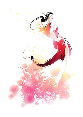 PSD 응시 원피스 여자 허리손 포즈 일러스트 캘리그라피 붓터치 한명 미소 사람 상반신 성인 빨간색 번짐 성인여자한명만 국내일러스트 1 시선 옷 컬러 표정 여자한명만 성인여자만 파일형식 효과