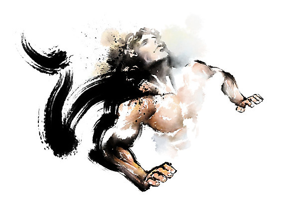 PSD 남자 일러스트 캘리그라피 근육 붓터치 한명 사람 상반신 성인 운동 헬스 팔굽혀펴기 근육질 번짐 성인남자한명만 국내일러스트 1 건강 몸매 남자한명만 성인남자만 파일형식 효과