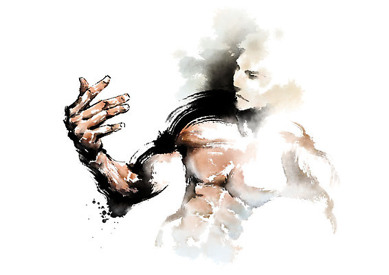 PSD 응시 남자 일러스트 캘리그라피 근육 붓터치 손바닥 한명 사람 상반신 성인 근육질 번짐 성인남자한명만 국내일러스트 1 손 시선 몸매 남자한명만 성인남자만 파일형식 효과