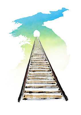 PSD 일러스트 캘리그라피 붓터치 사람없음 평화 기찻길 번짐 한반도 통일 철도의날 남북통일 국내일러스트 컨셉 파일형식 법정기념일 효과