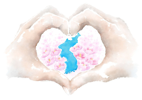 PSD 일러스트 캘리그라피 붓터치 신체부위 평화 양손 번짐 무궁화 한반도 손하트 통일 남북통일 국내일러스트 손 꽃 컨셉 사람 손짓 파일형식 효과