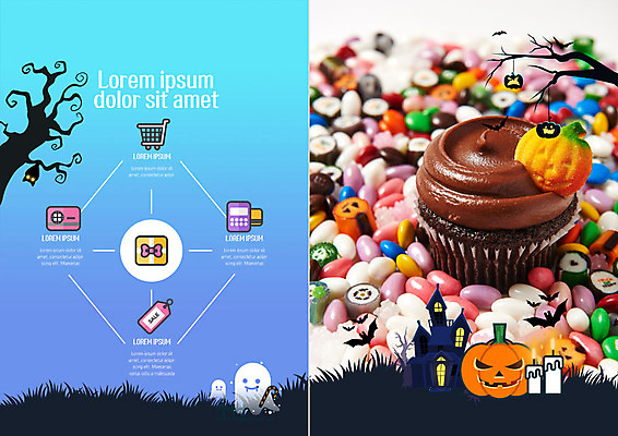 PSD 템플릿 북디자인 내지 리플렛 북커버 초 사탕 팜플렛 사람없음 선물상자 쇼핑카 할로윈 유령 젤리 잭오랜턴 초콜릿머핀 이미지템플릿 디저트 선물 쇼핑 상자 카트 머핀 파일형식